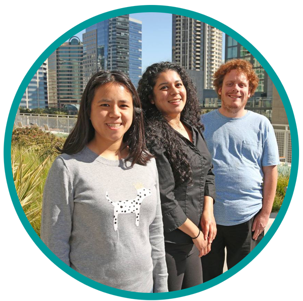 3 students on a rooftop at City College