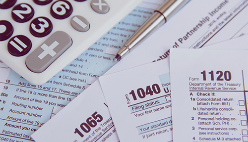 Tax forms on a table